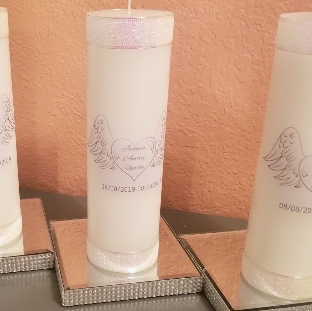 Large Memorial Candle with double ribbon